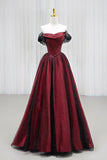 Black and Red Tulle Prom Dresses Long A-line Off Shoulder Wedding Party Gown Birthday Gowns HZ0311