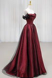 Black and Red Tulle Prom Dresses Long A-line Off Shoulder Wedding Party Gown Birthday Gowns HZ0311