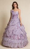 Pretty Prom Dress Strapless Pleated Flower Ball Gown Birthday Party Dress Evening Dress HZ0427